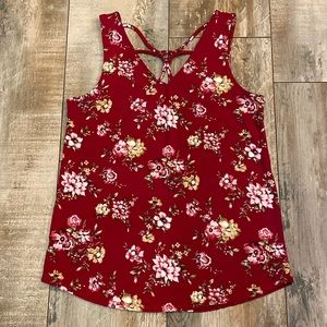 Papermoon Red Floral Tank Size Small